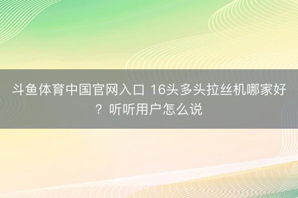 斗鱼体育中国官网入口 16头多头拉丝机哪家好？听听用户怎么说