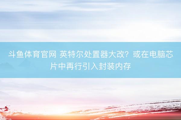 斗鱼体育官网 英特尔处置器大改？或在电脑芯片中再行引入封装内存