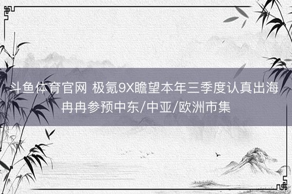 斗鱼体育官网 极氪9X瞻望本年三季度认真出海 冉冉参预中东/中亚/欧洲市集