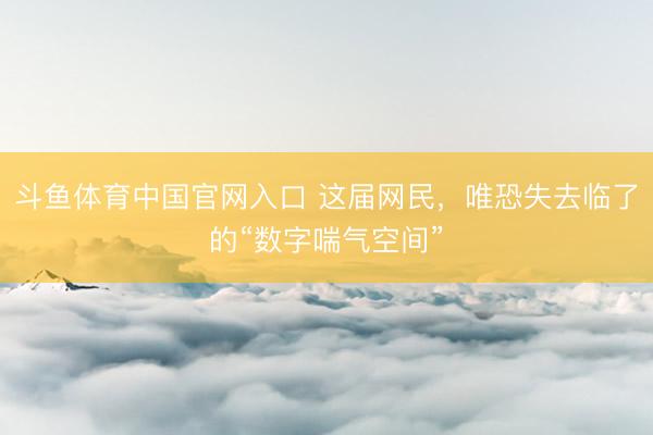 斗鱼体育中国官网入口 这届网民，唯恐失去临了的“数字喘气空间”