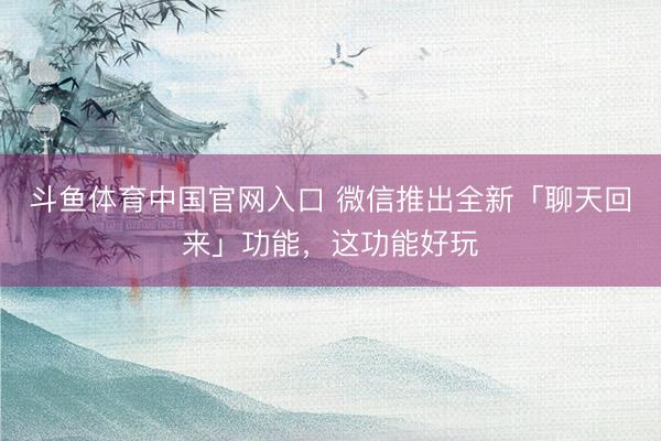 斗鱼体育中国官网入口 微信推出全新「聊天回来」功能，这功能好玩