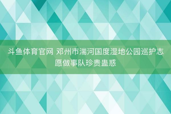 斗鱼体育官网 邓州市湍河国度湿地公园巡护志愿做事队珍贵蛊惑
