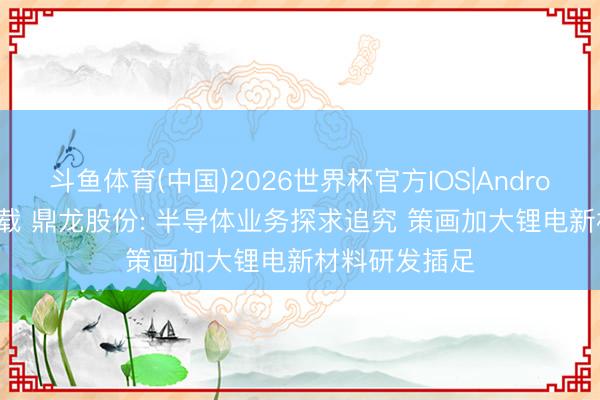 斗鱼体育(中国)2026世界杯官方IOS|Android手机app下载 鼎龙股份: 半导体业务探求追究 策画加大锂电新材料研发插足